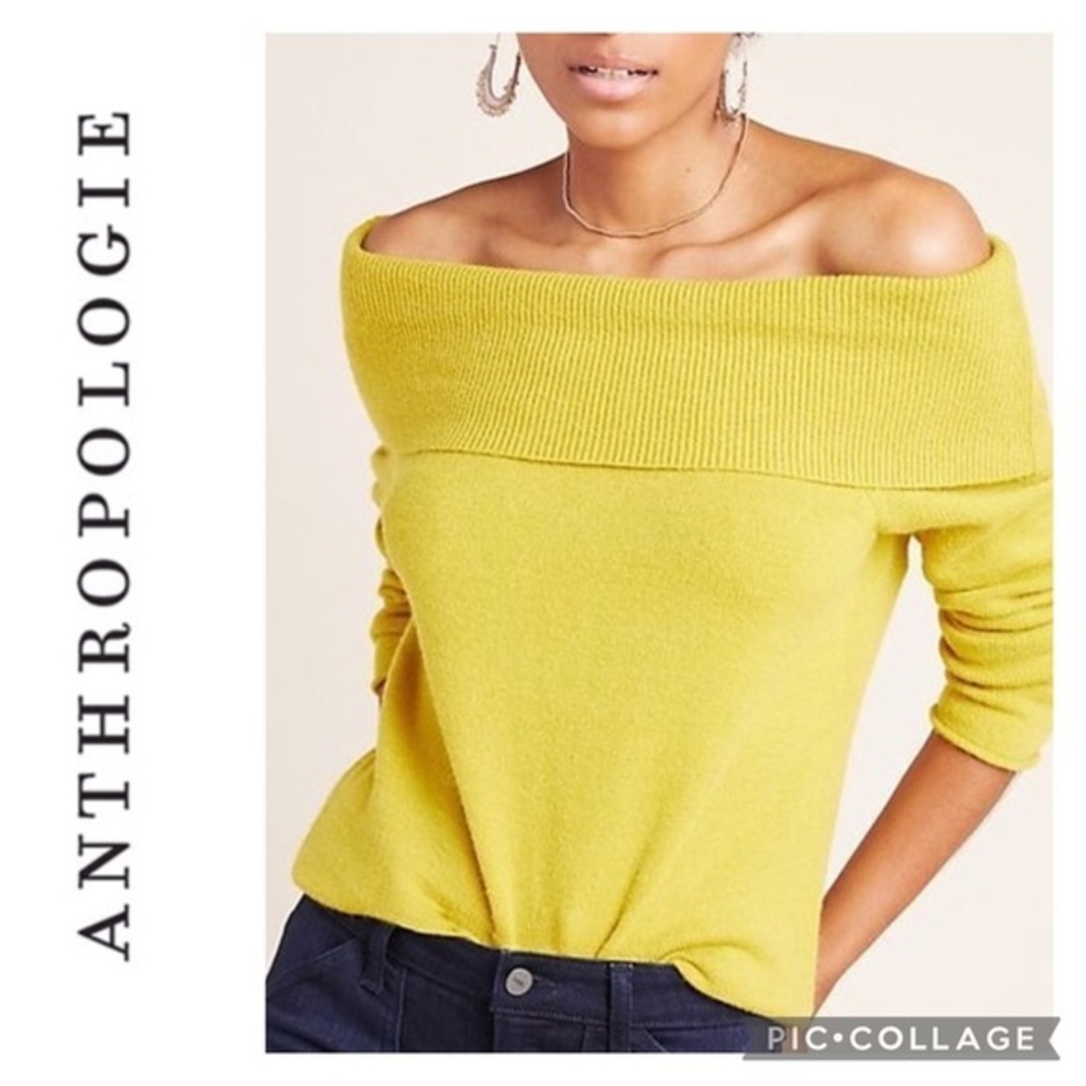 Anthropologie | Shelby Pullover Mustard Yellow Off the Shoulder Sweater~XS